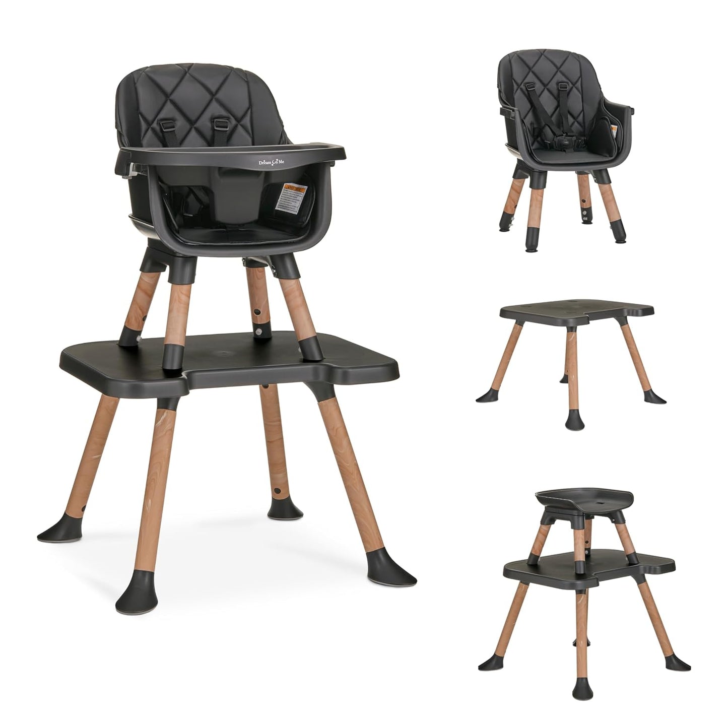 Dream On Me Luna - Silla alta convertible 4 en 1 para bebé, color n...