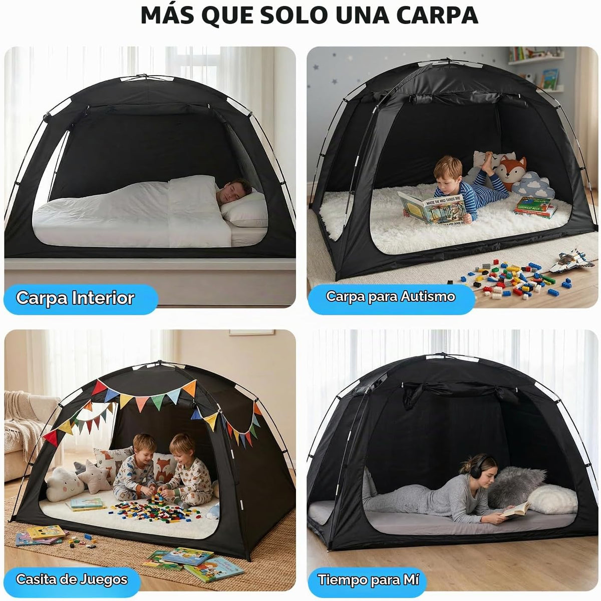 Alvantor® Tienda de campaña de cama tamaño matrimonial, 93% de opac...
