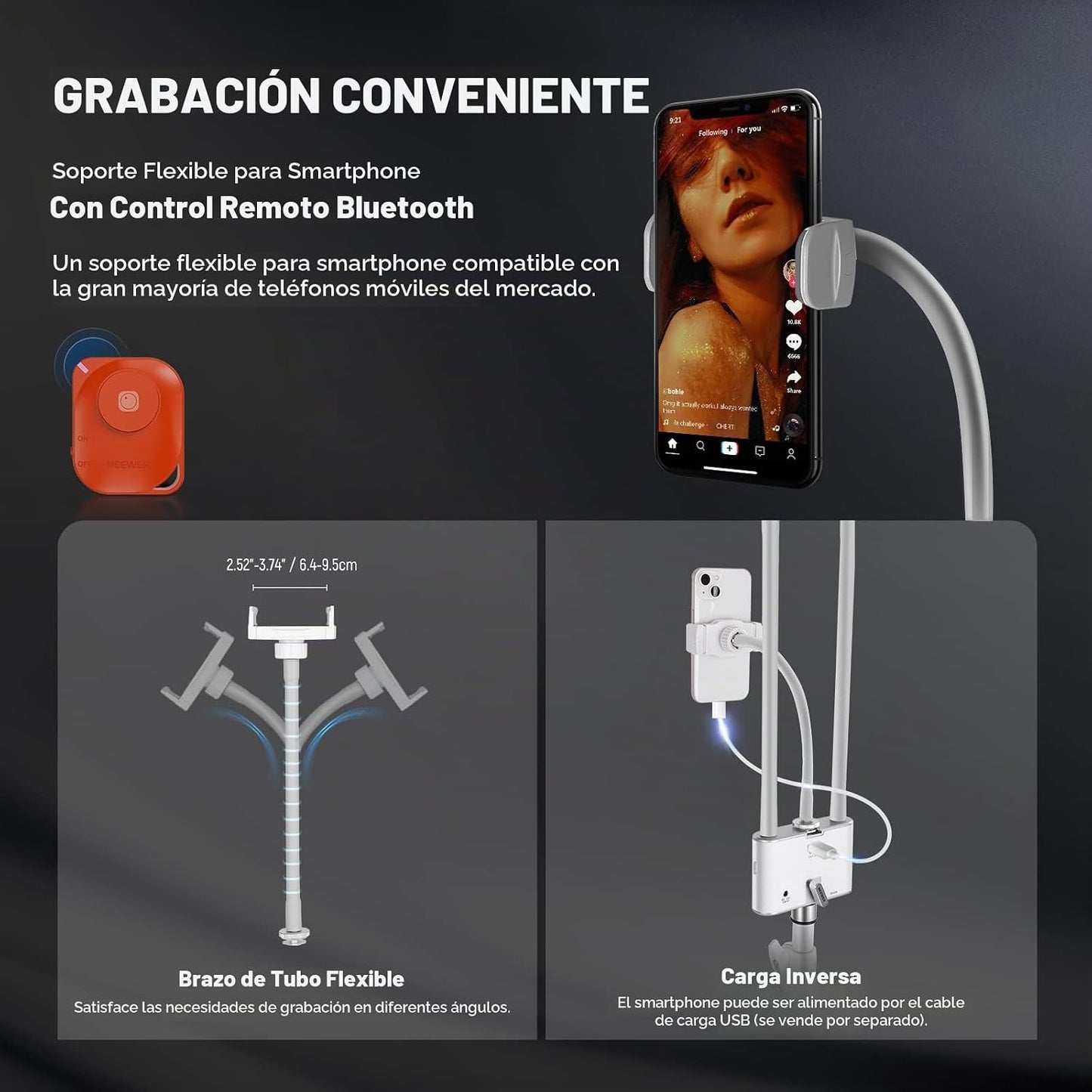 NEEWER Kit de Luz de Esteticista con Soporte para Teléfono y Bolsa...
