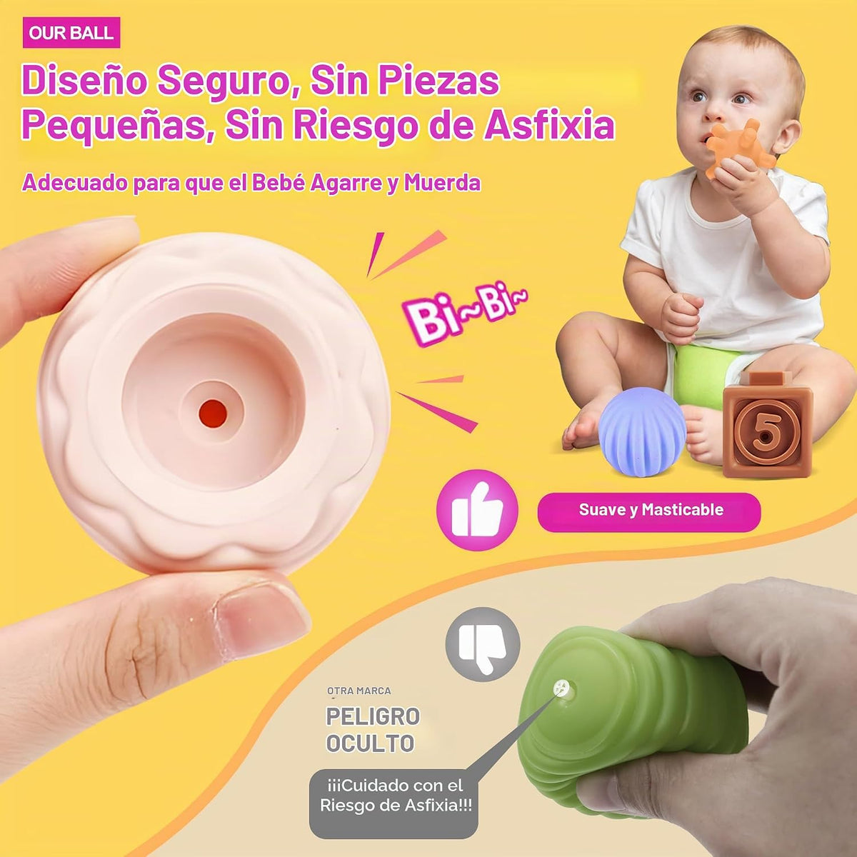ROHSCE Juguetes Montessori para bebés, juguetes 3 en 1 para bebés d...
