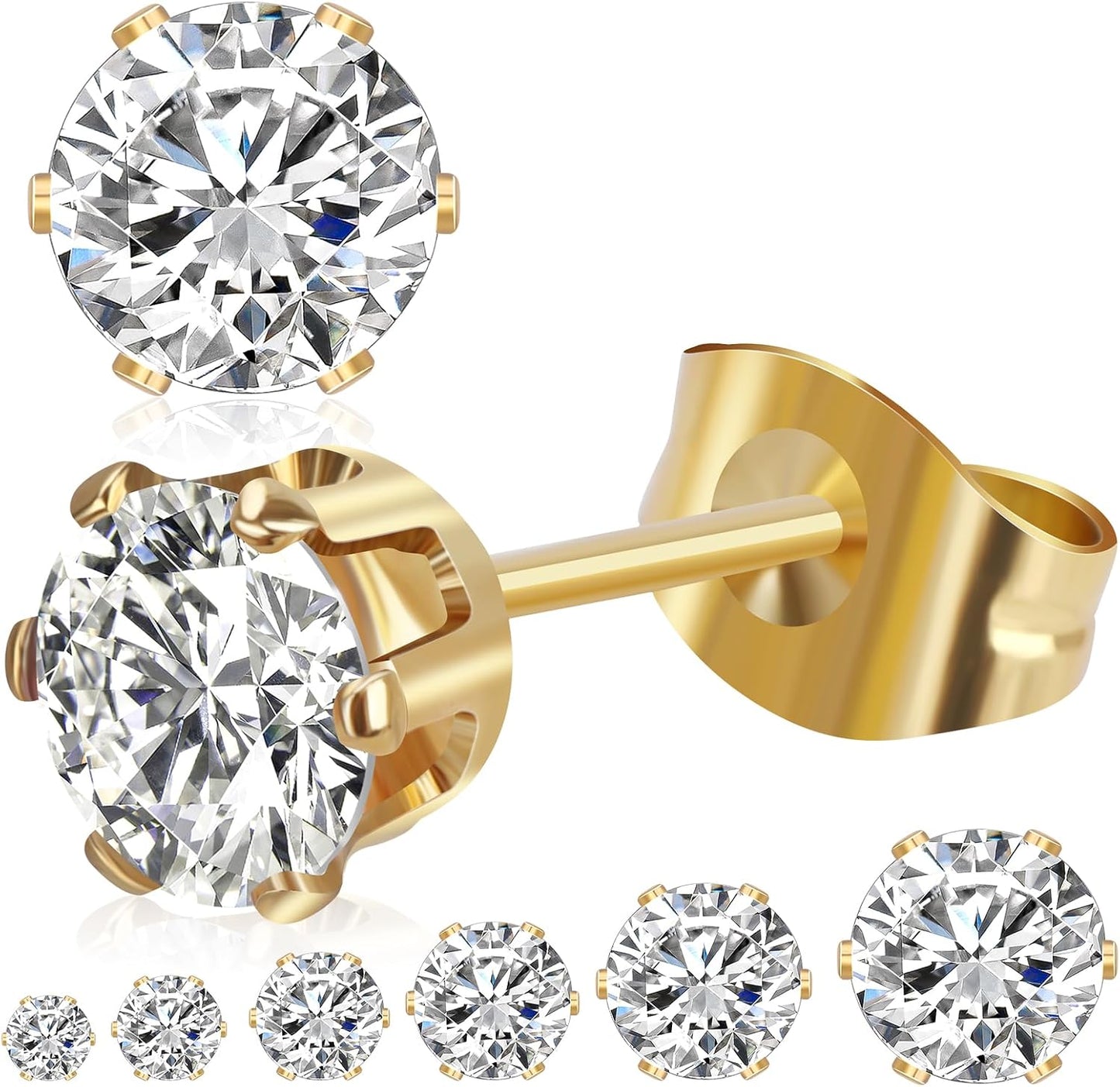 6 pares de aretes tipo dormilona para mujer, juego de 3-8 mm de are...