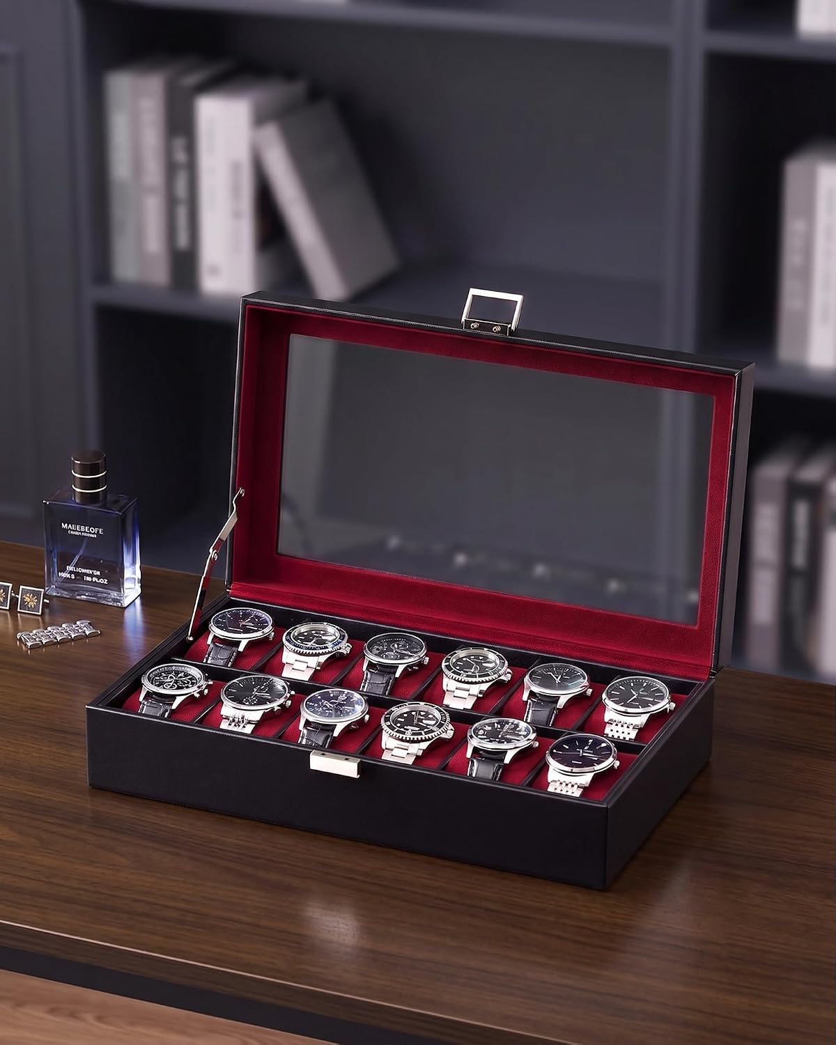 Lolalet Caja de Reloj para Hombre, Caja expositora de 12 Ranuras co...