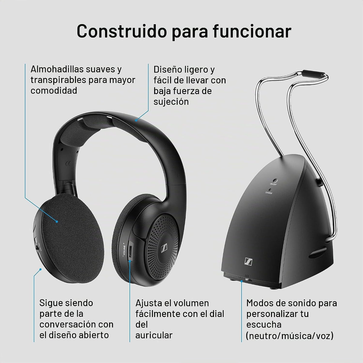 Auriculares Sennheiser RS 120-W sobre la oreja inalámbricos para un...