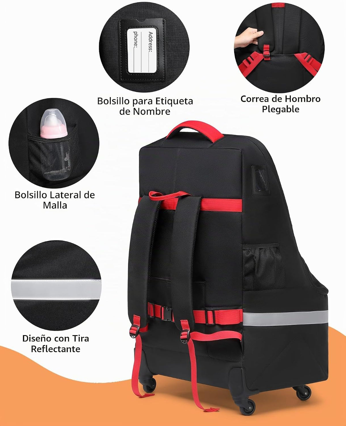 MCBD Bolsa de viaje para asiento de automóvil para avión, mochila p...