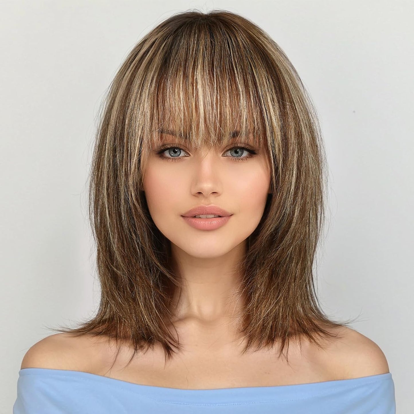 KKU Pelucas de cabello humano de 12 pulgadas para mujer, pelucas de...