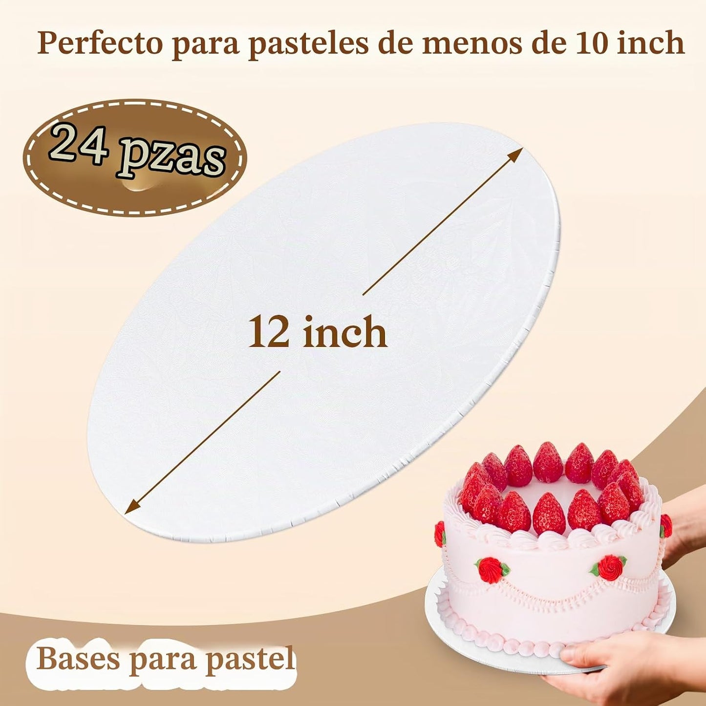 24 PCS Bases para Pasteles Redondas de 12 Pulgadas, Tambores para P...