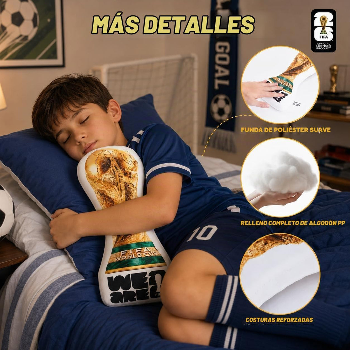 MESUCA Almohada de peluche de trofeo de la Copa Mundial de la FIFA...