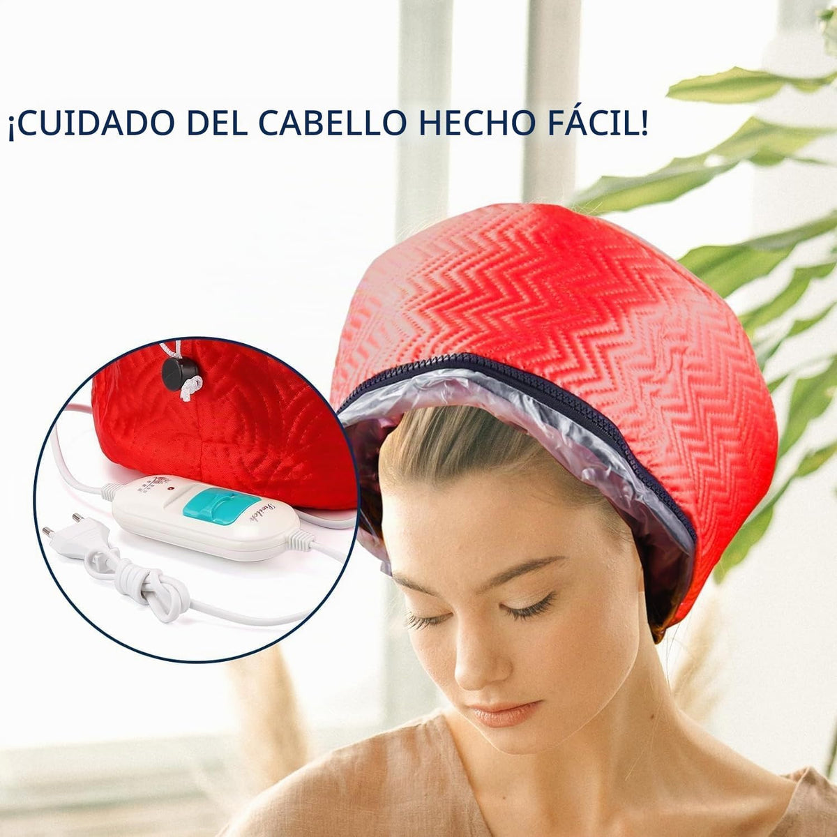 Gorra de vapor eléctrica para el cabello con control de temperatura...