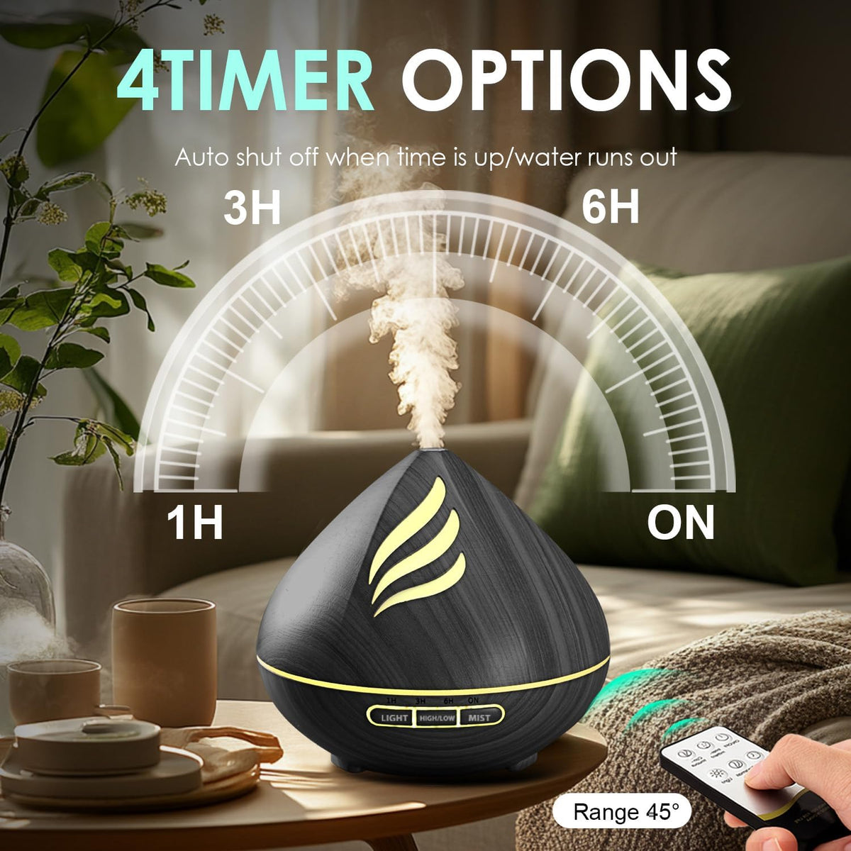 Relaja tu espacio: humidificador de niebla fría de 16.9 fl oz y dif...