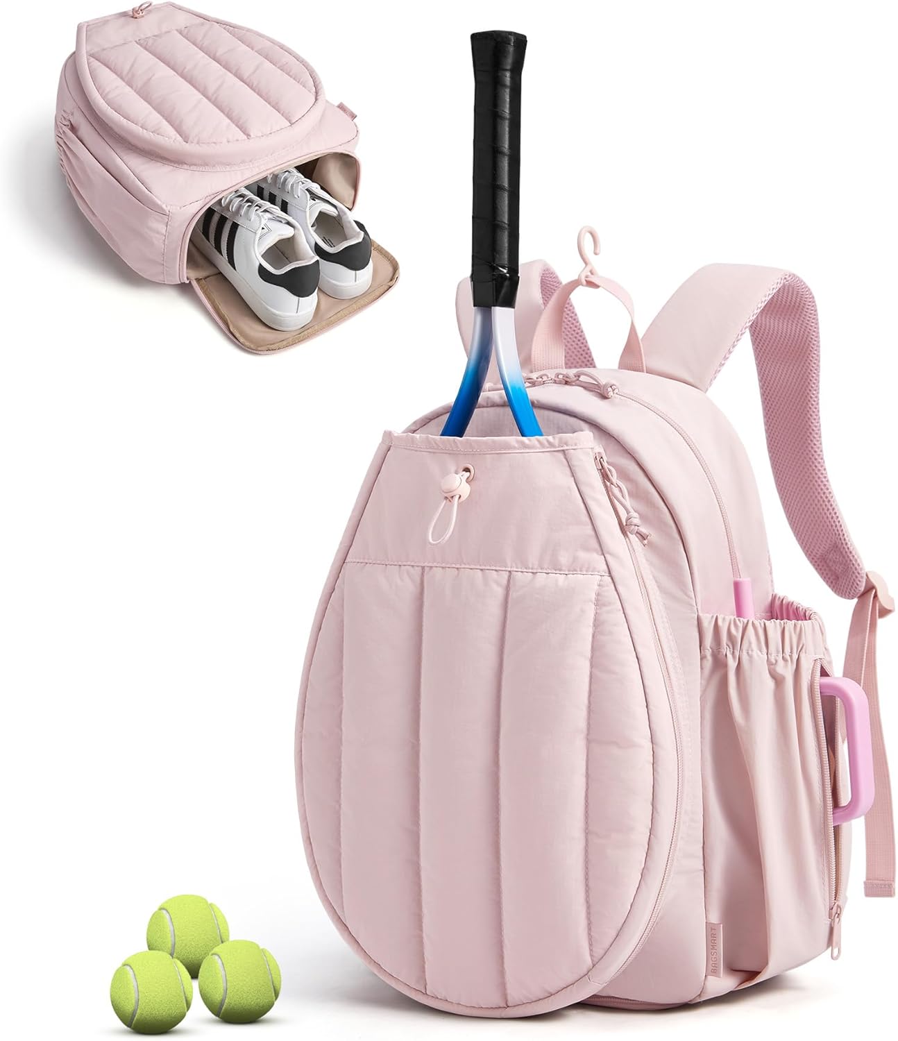 BAGSMART Bolsa de gimnasio de tenis para mujer, mochila acolchada p...