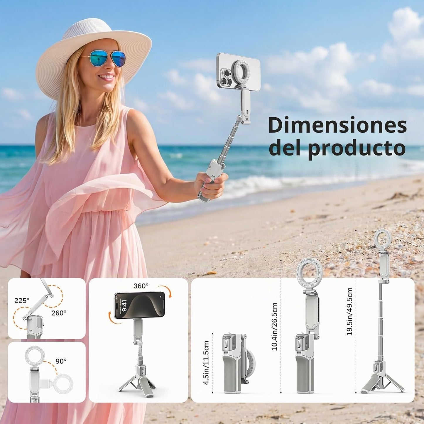 AMAZEAR Agarre para cámara de teléfono con trípode para selfie, acc...
