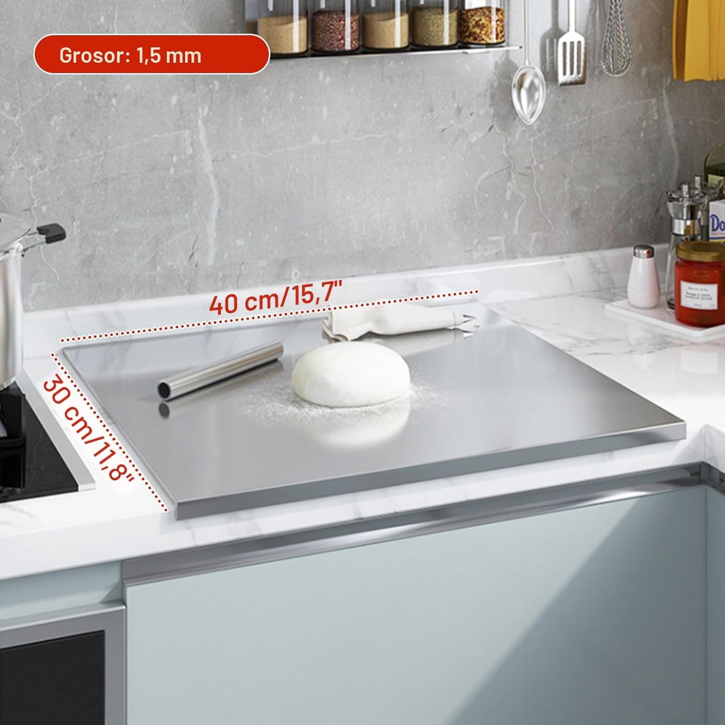 Tablas de cortar de acero inoxidable para cocina, tablas de cortar...
