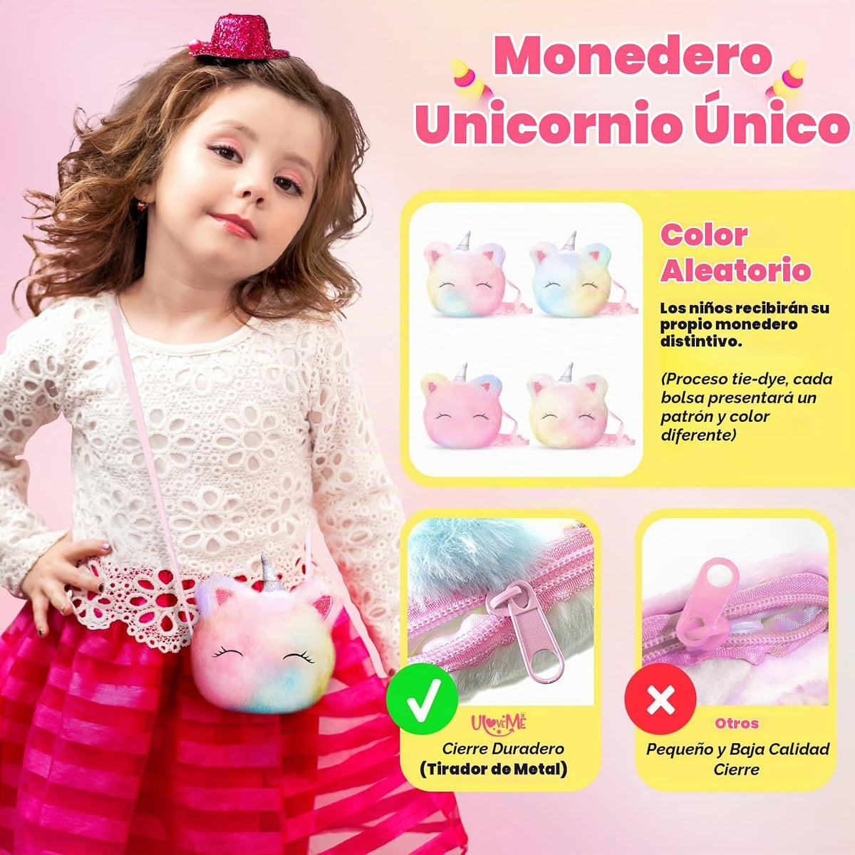 ULOVEME Kit de maquillaje lavable para niñas de 4 a 6 años con mone...