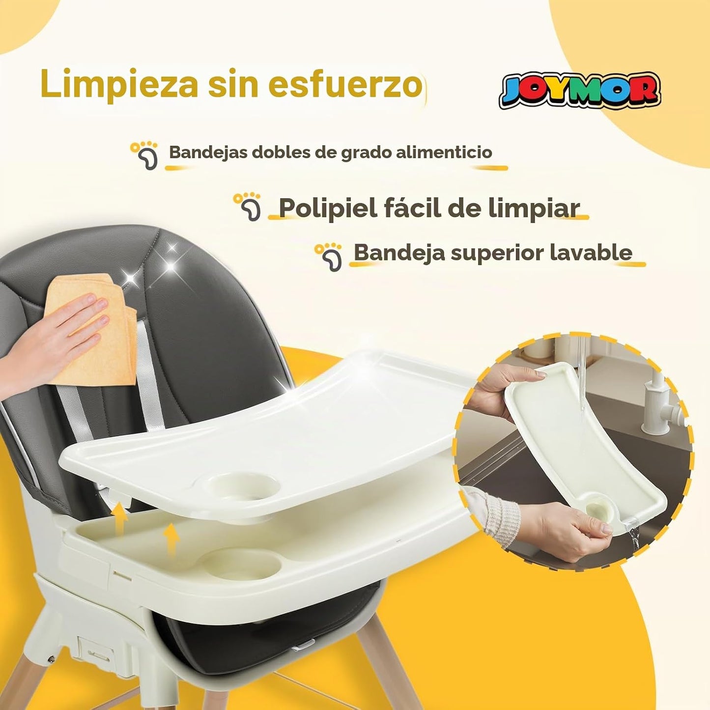 JOYMOR Silla alta convertible 5 en 1, silla alta para bebés y niños...