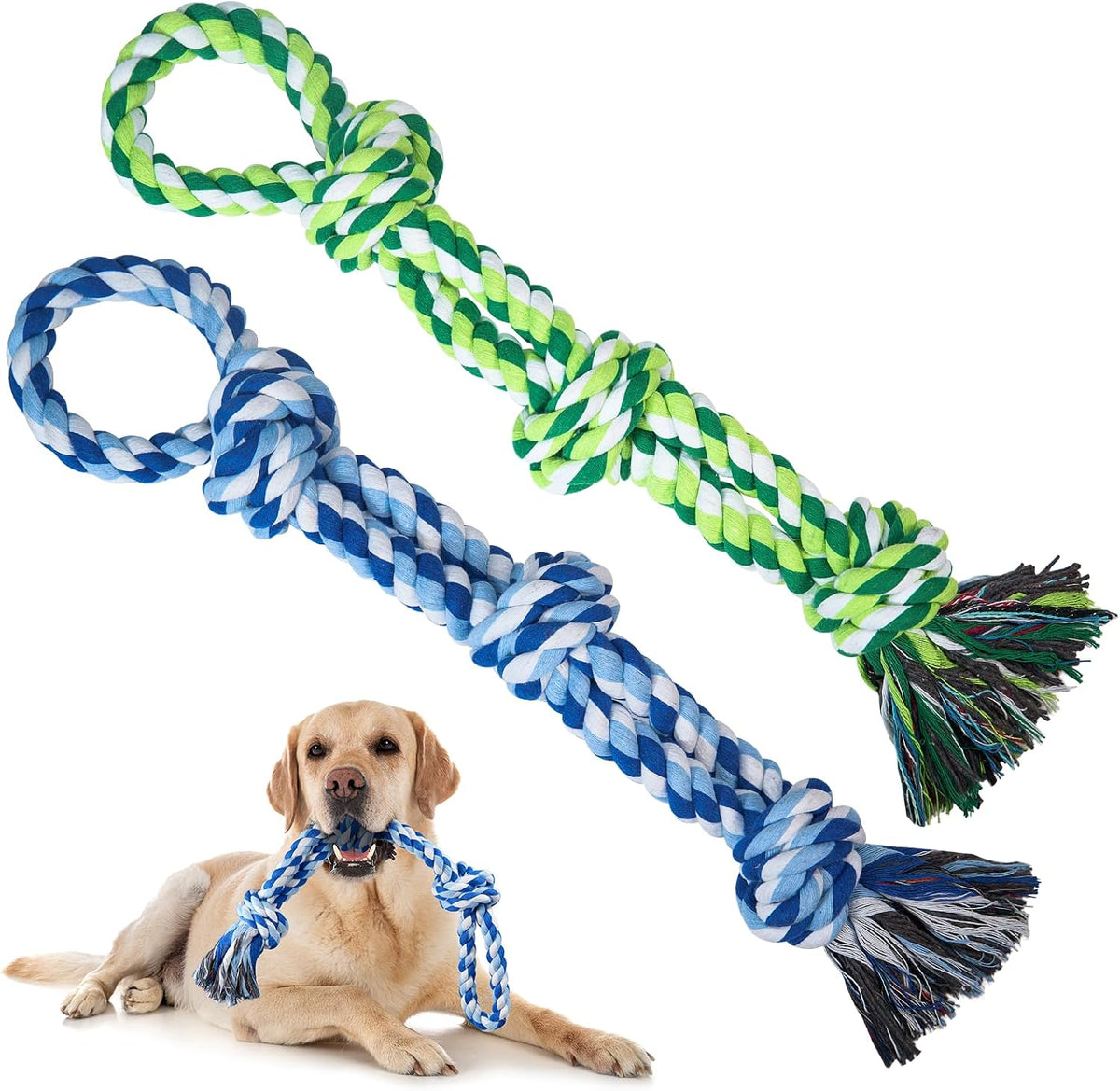 TLAZZ Paquete de 2 juguetes de cuerda para perros para razas median...