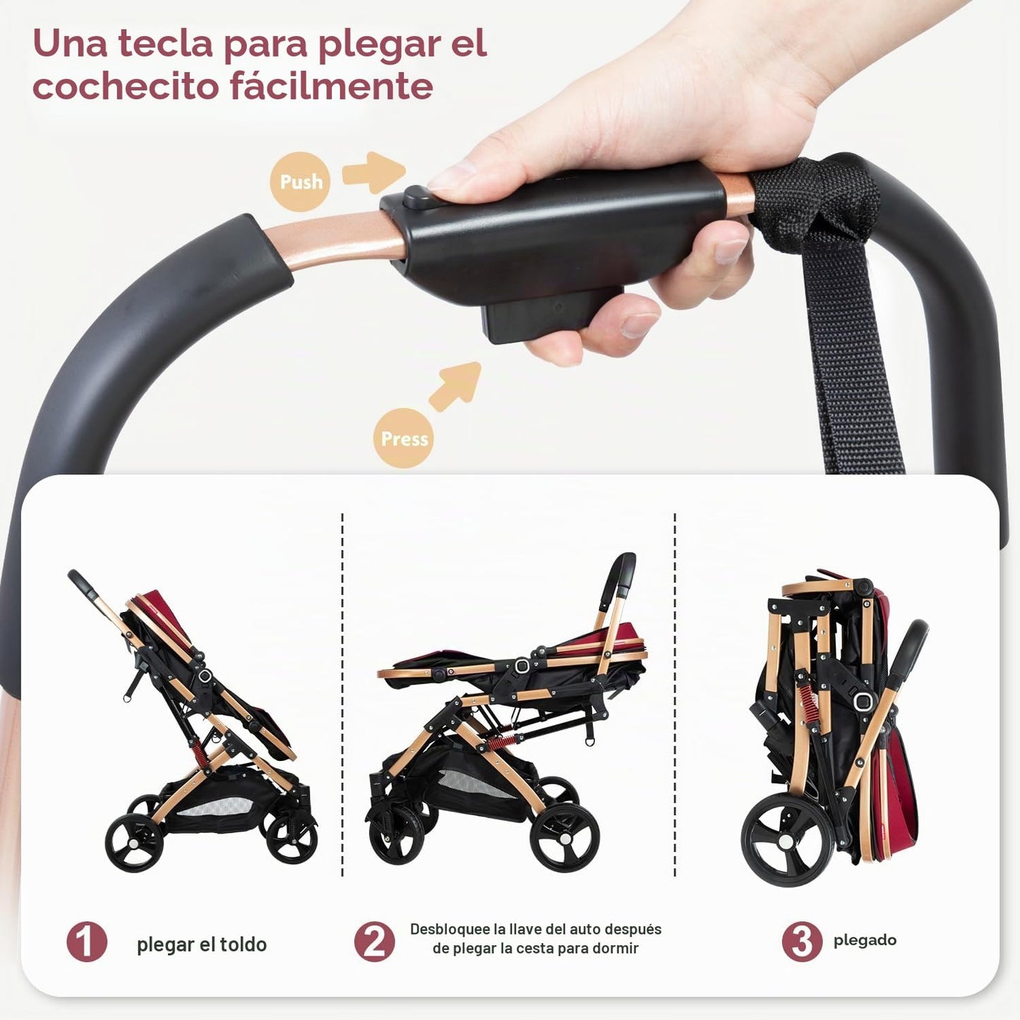 PEARLOVE Cochecito de bebé convertible 2 en 1 para recién nacido pl...