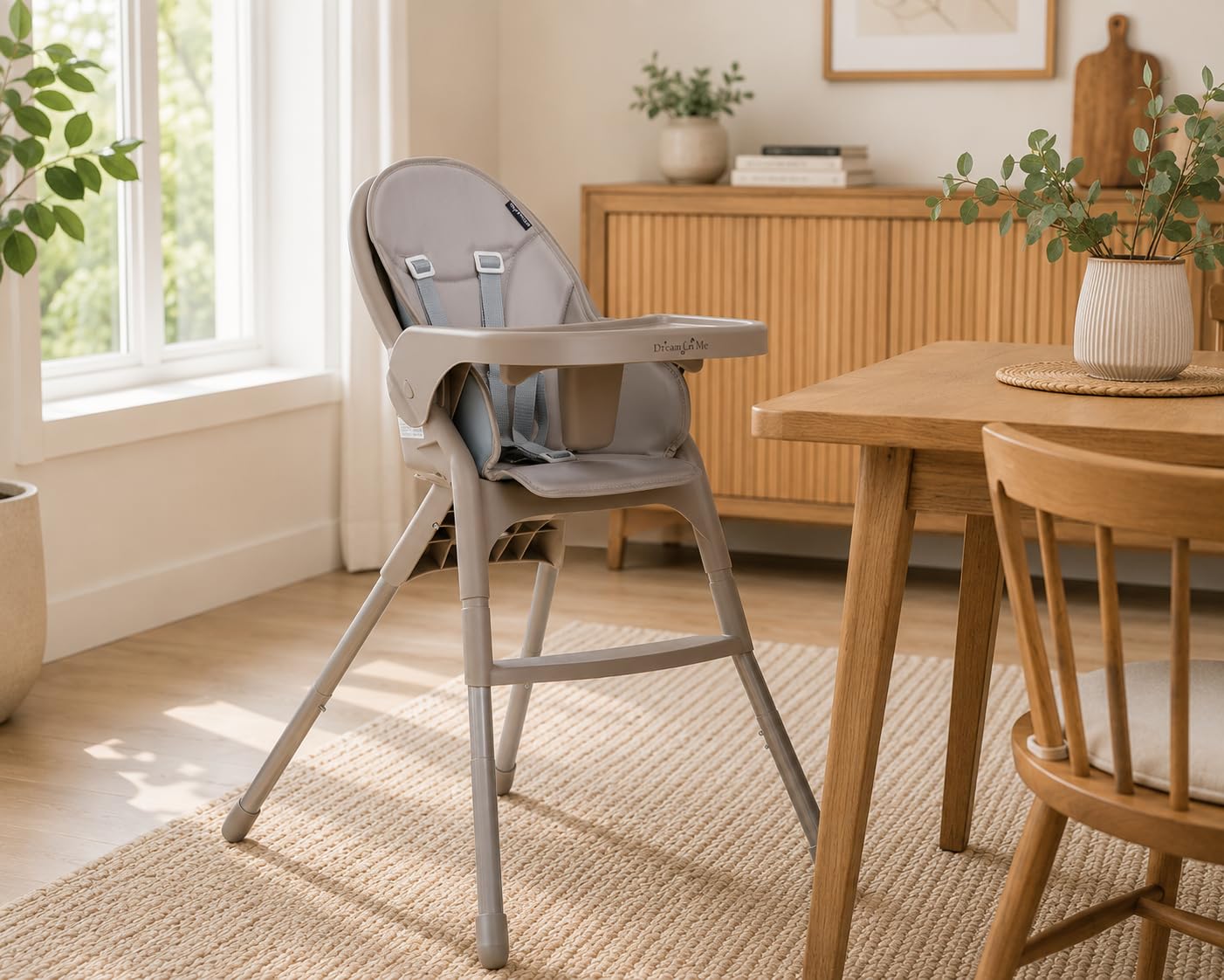Dream On Me Chomper Champ - Silla alta 2 en 1 en gris nube