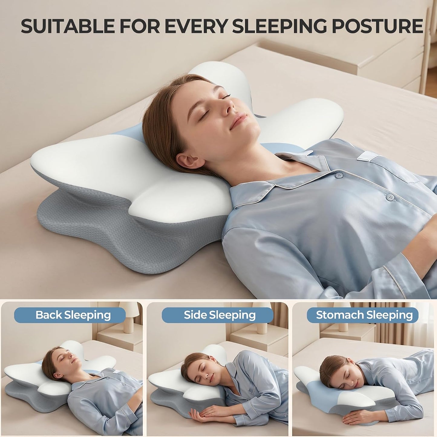 Almohada cervical para el cuello \u2013 Almohadas de espuma viscoel...