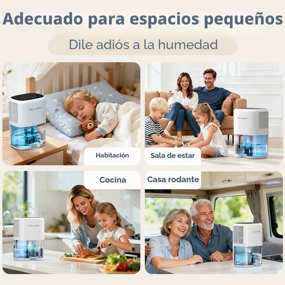 Deshumidificador pequeño para el hogar, silencioso de 44 onzas con...
