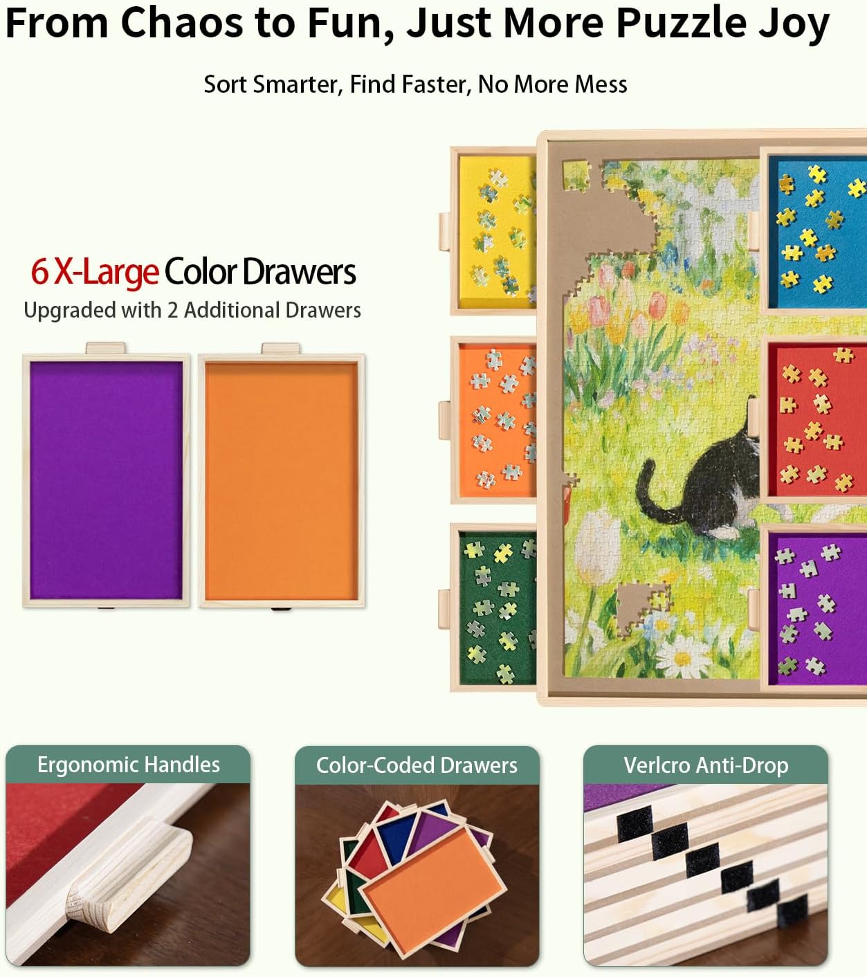 Join&Joy Puzzle Board Pro de 1500 piezas, con 6 cajones y cubierta,...
