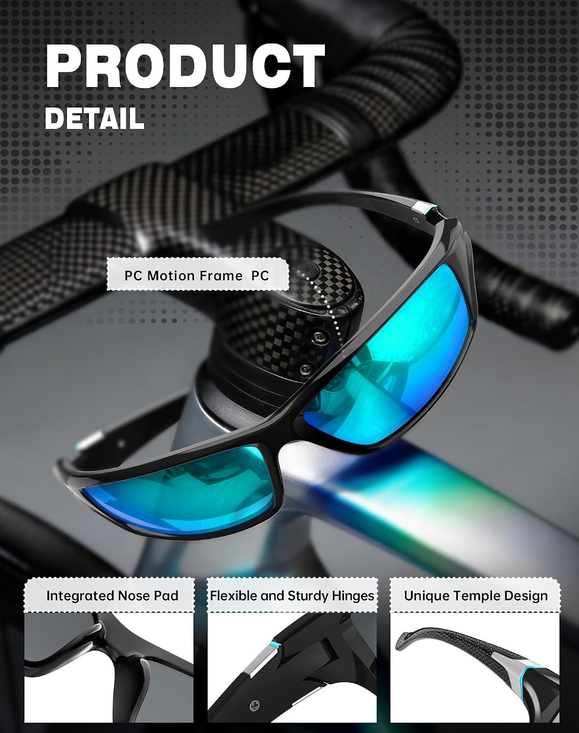 KALIYADI Gafas de sol polarizadas deportivas para hombre protección...