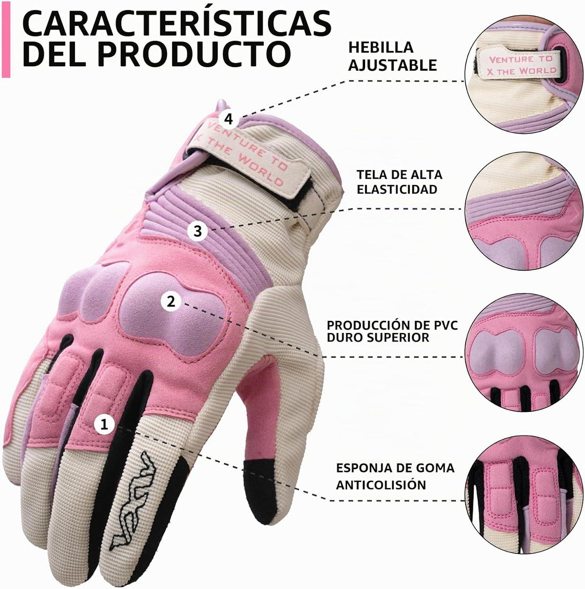 VXW Guantes de motocicleta para mujeres - con protección de palma y...