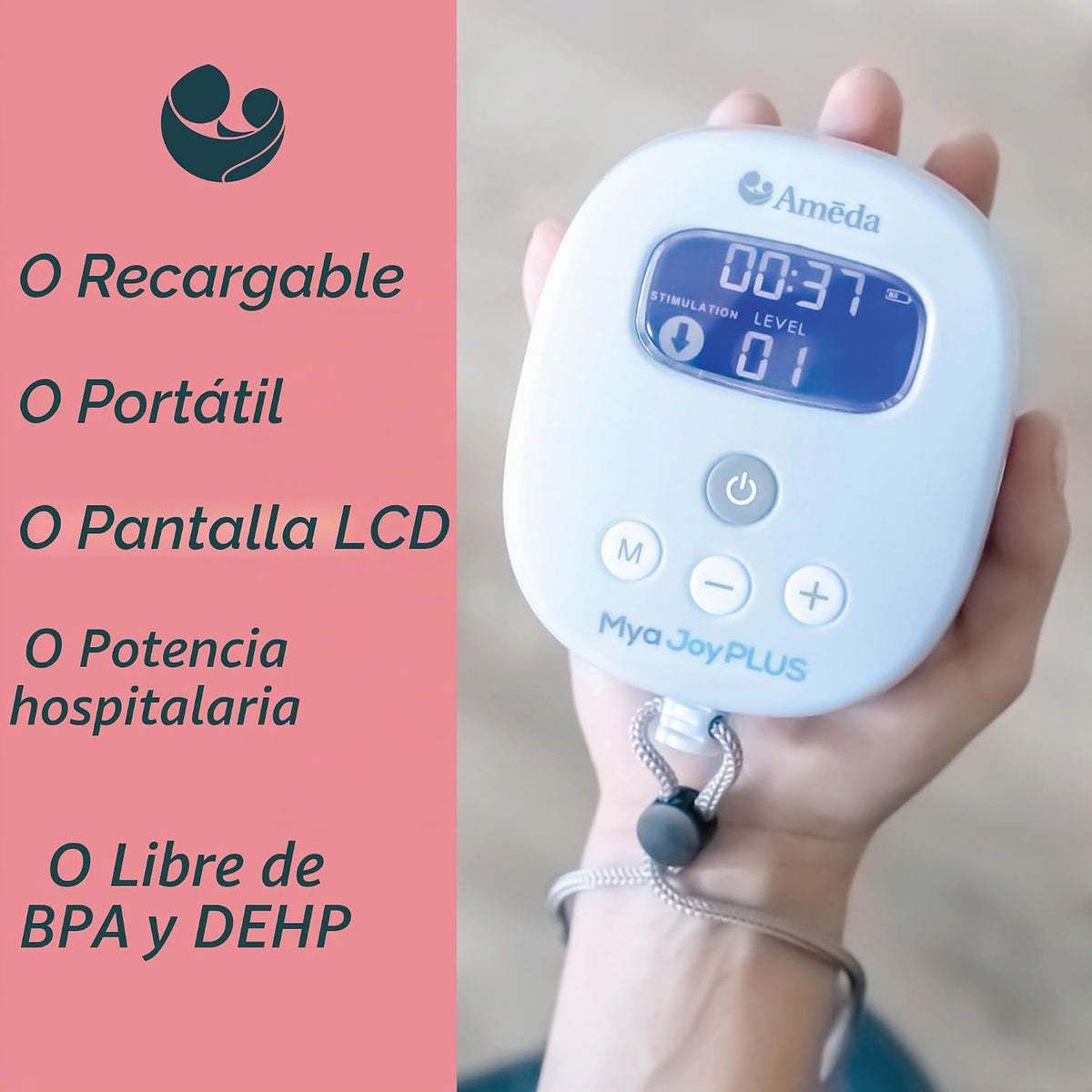 Ameda MYA Joy Plus Extractor de leche recargable con bolsa de lujo,...