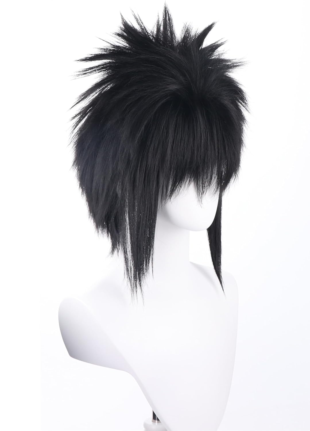 COSPLAZA Peluca de disfraz de anime con puntas cortas negras con fl...