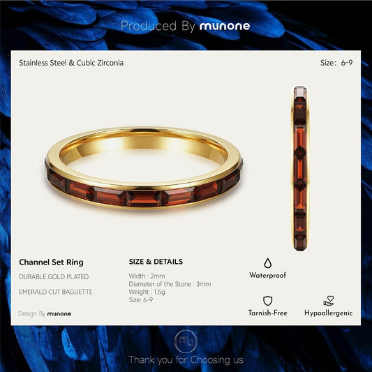 munone Anillos de boda de eternidad con circonita cúbica de corte e...