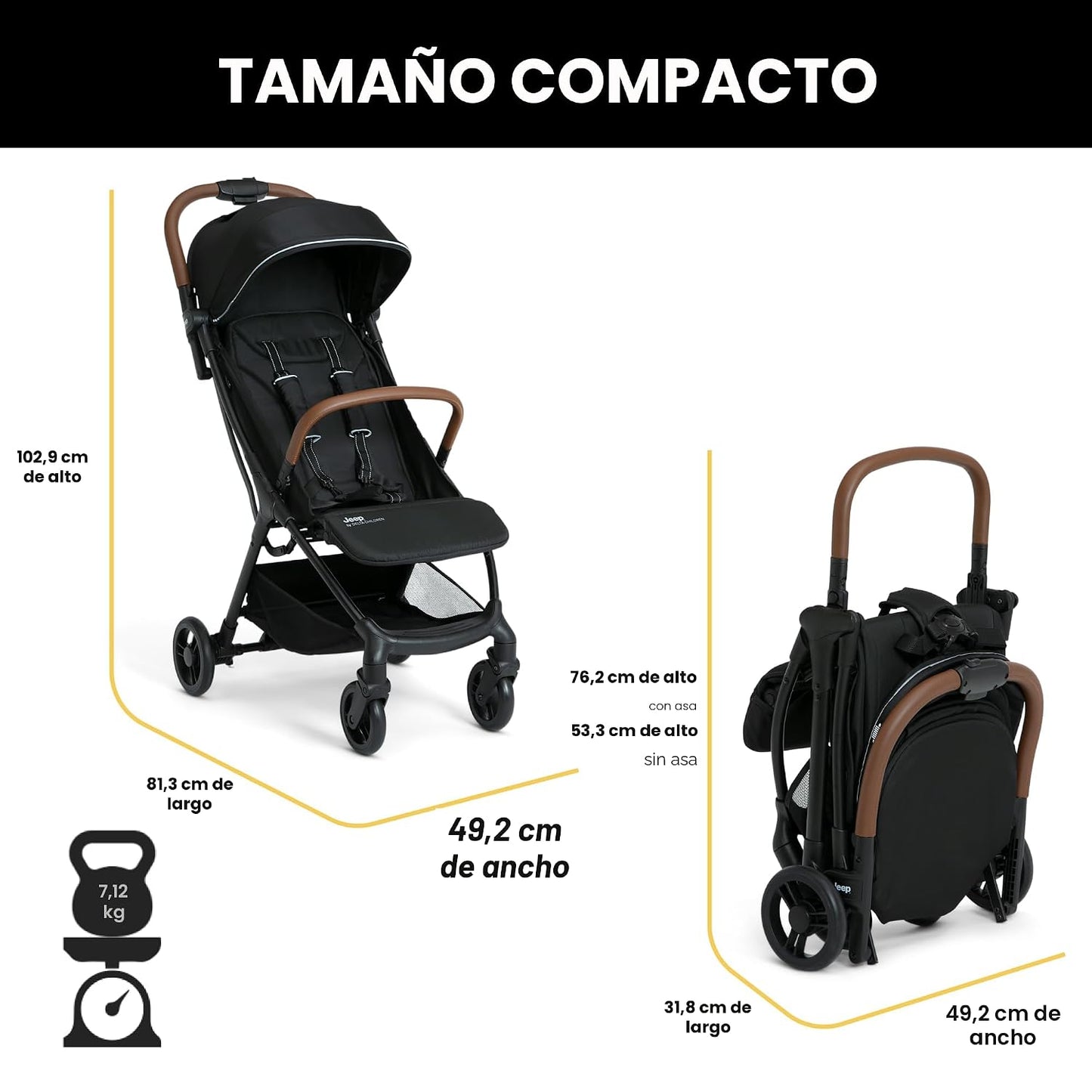 Delta Children Greenguard Gold - Cochecito de viaje compacto Jeep A...