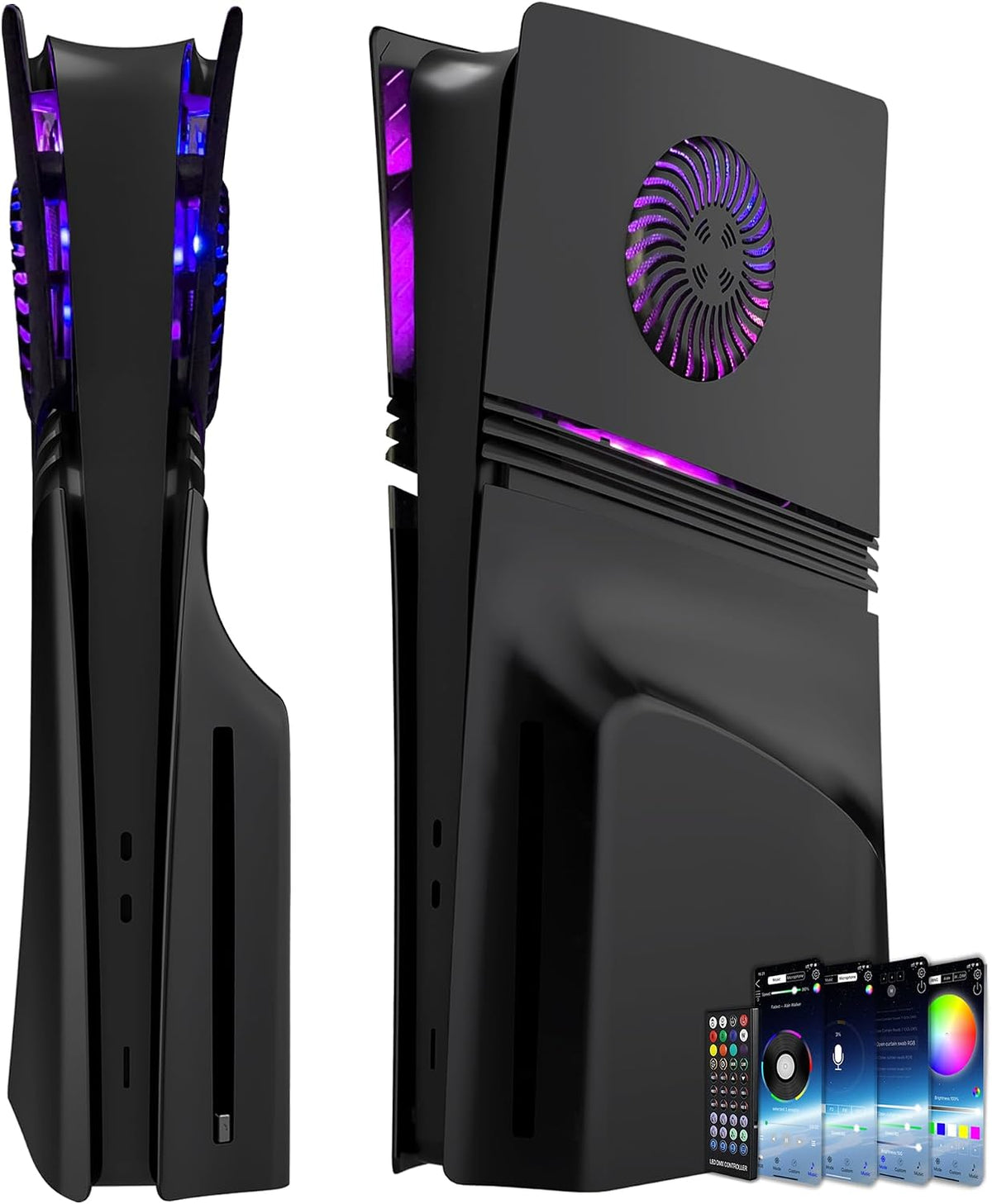 Placa Frontal para PS5 Pro Disc Edition con Tira de Luz RGB y Filtr...