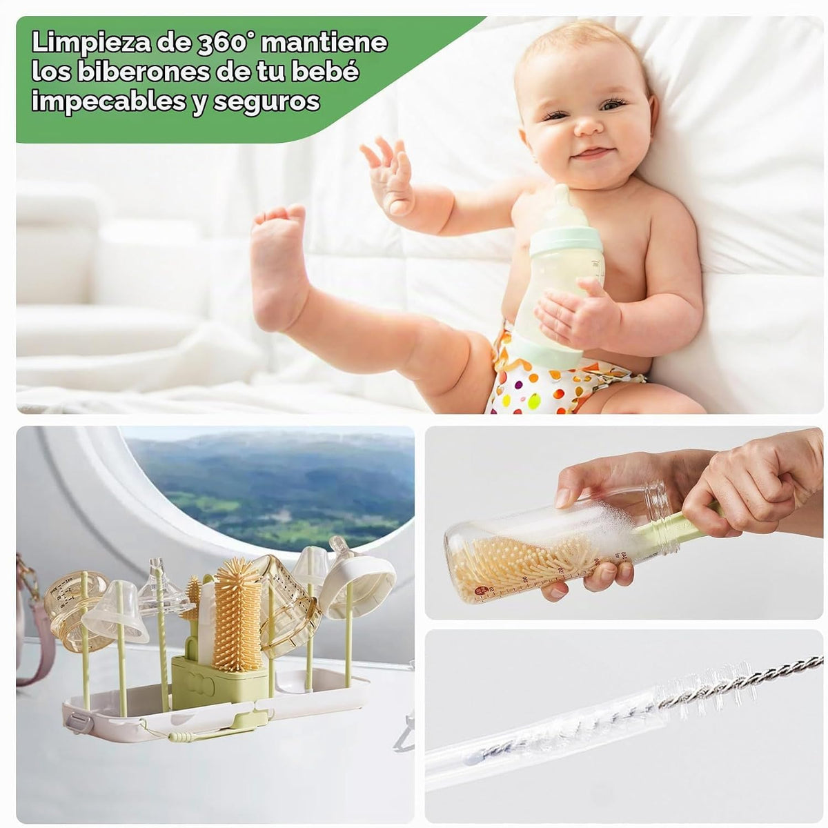 Juego de cepillos para biberones \u2013 Kit limpiador de biberones...