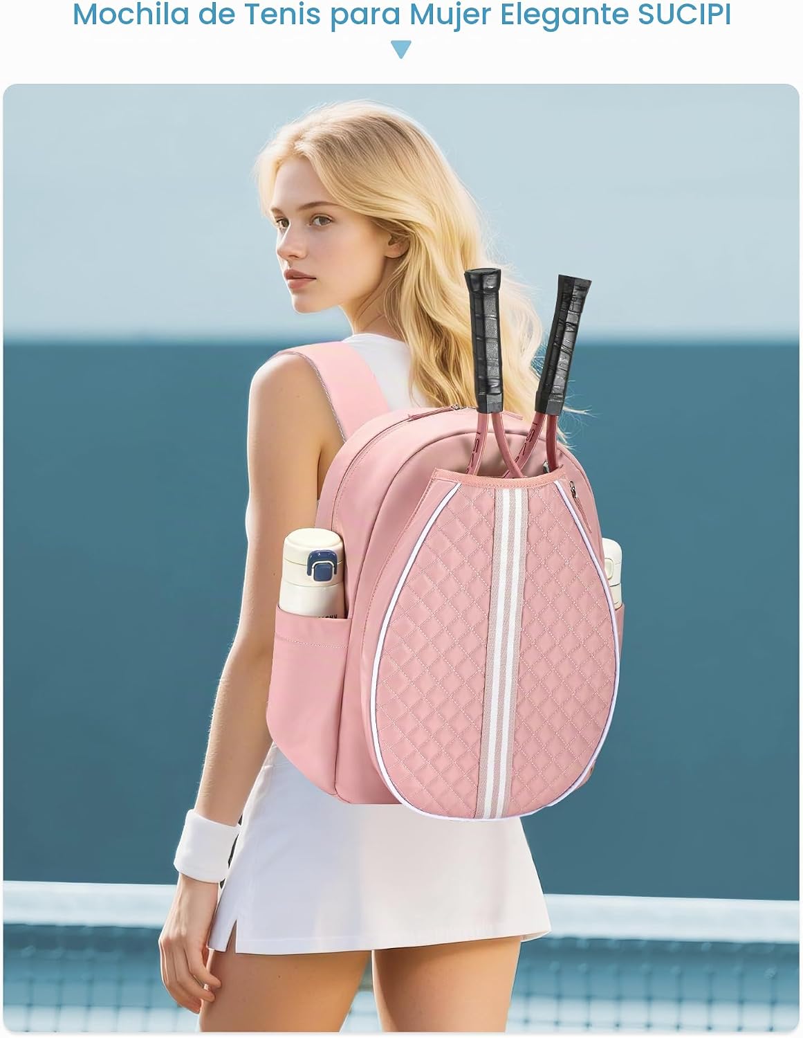 Mochila de tenis Sucipi, mochila de tenis acolchada con bandolera c...