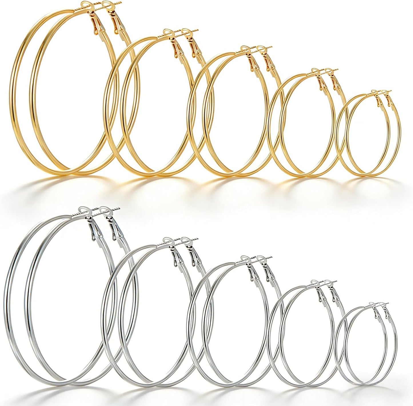 Juego de 9 pares de aretes pequeños tipo aro huggie de oro\/plata p...