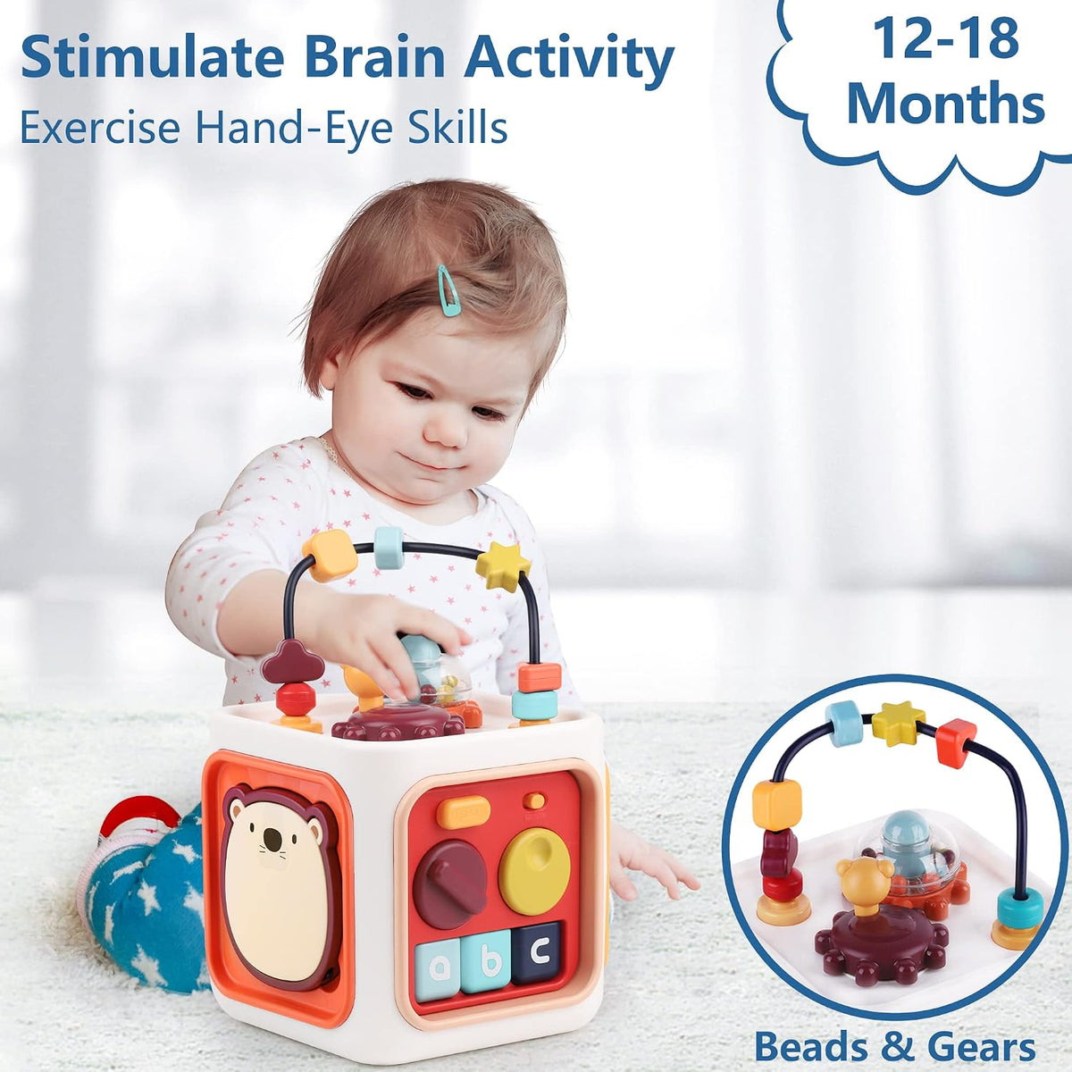 iPlay, iLearn Cubo de actividades de aprendizaje para bebés, juguet...