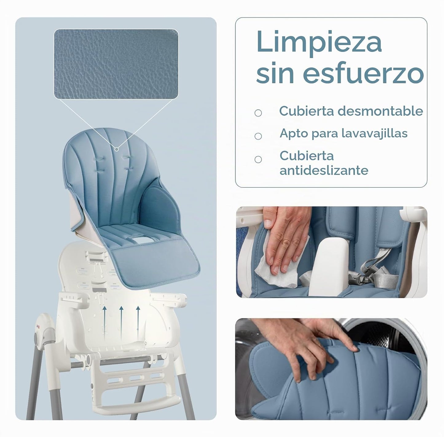KUB Silla alta plegable 3 en 1 para bebé (azul) | Sillas altas mult...