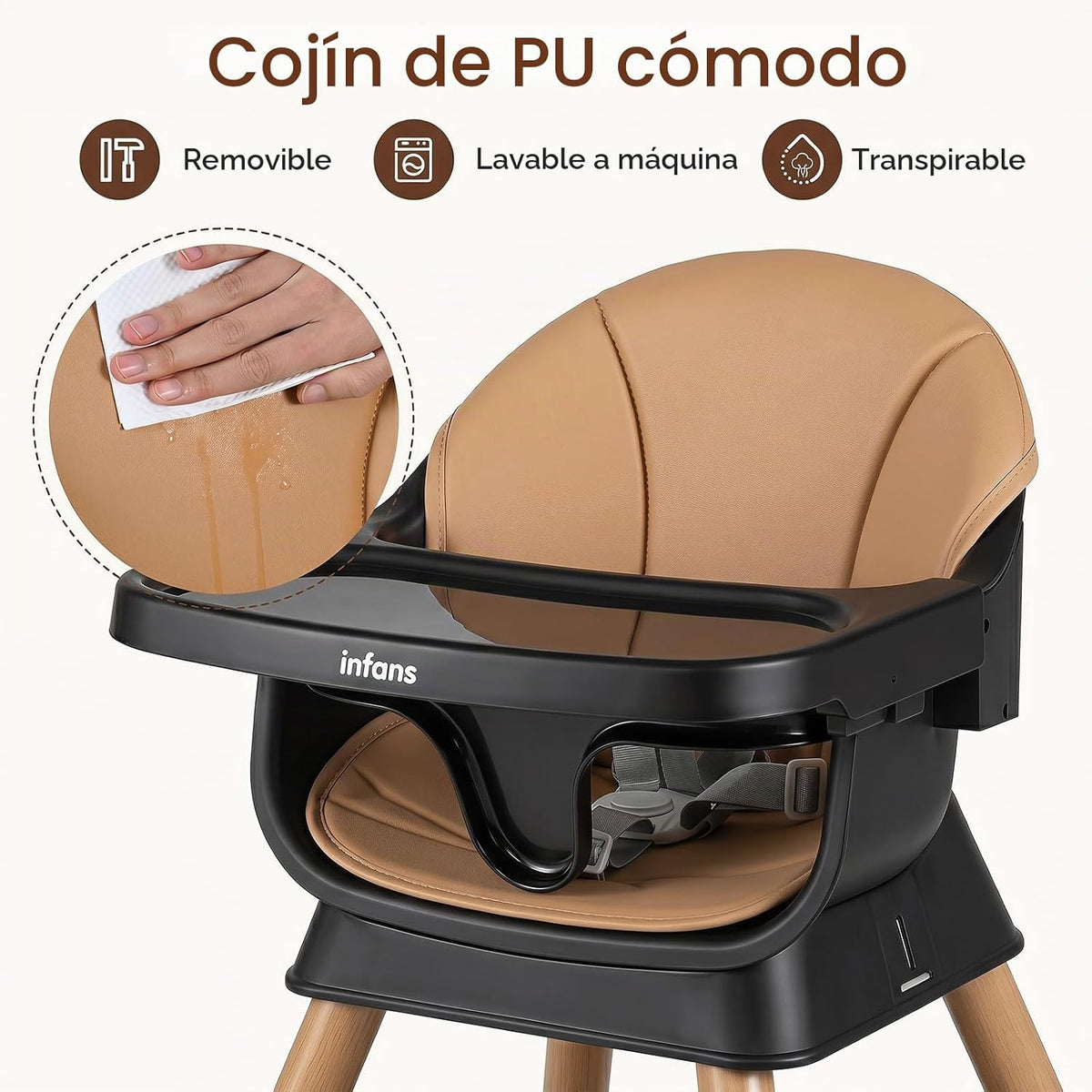 INFANS Silla alta para bebé, silla alta convertible 9 en 1 para beb...