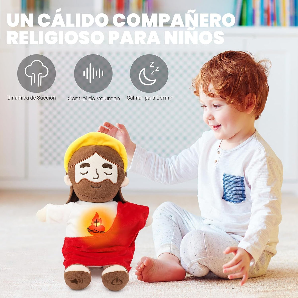 Yelakey Muñecos de peluche de Jesús relajantes con luz y sonido, mu...