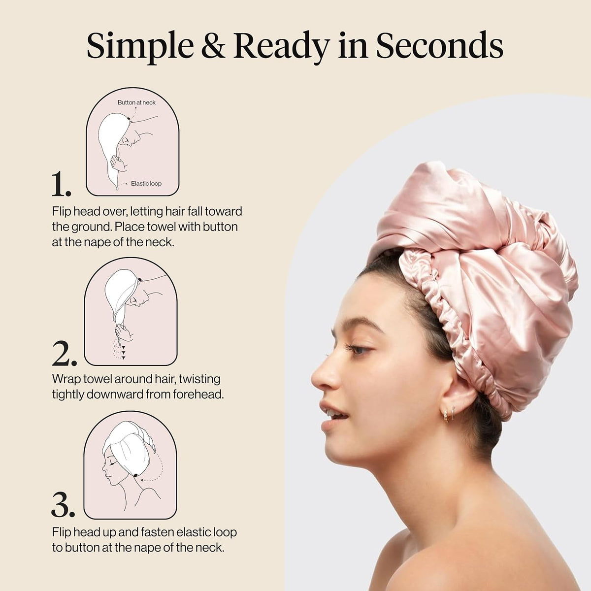 Kitsch Toalla de pelo de microfibra para mujer - Blush | Toallas de...