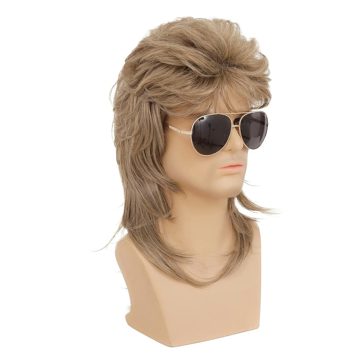 Swiking - Peluca de corte mullet para hombres de color marrón claro...