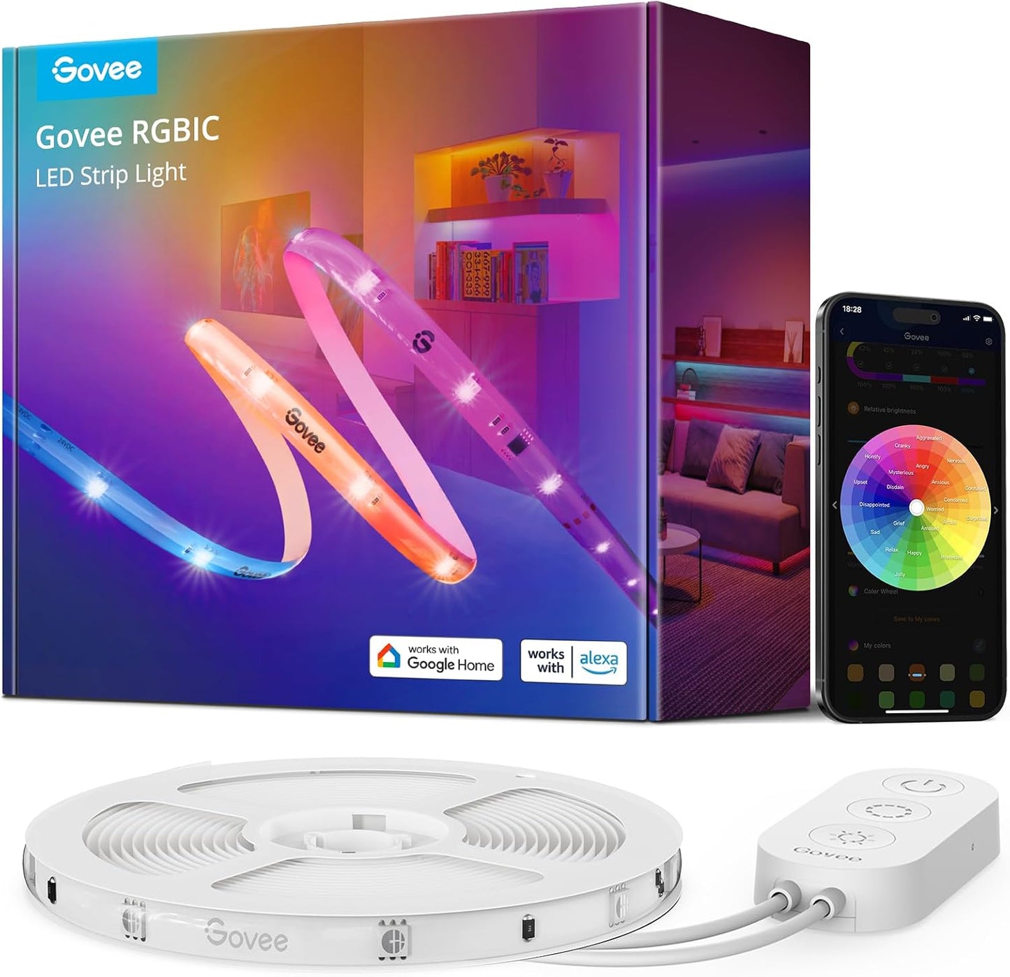 Govee Tira de luces LED RGBIC de 32,8 pies, funciona con Alexa y el...