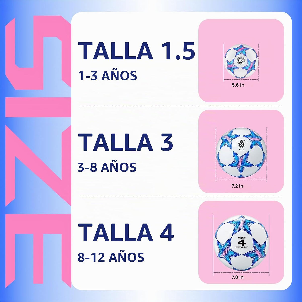 Balón de fútbol Runleaps tamaño 1.5 y tamaño 3 y tamaño 4 y tamaño...