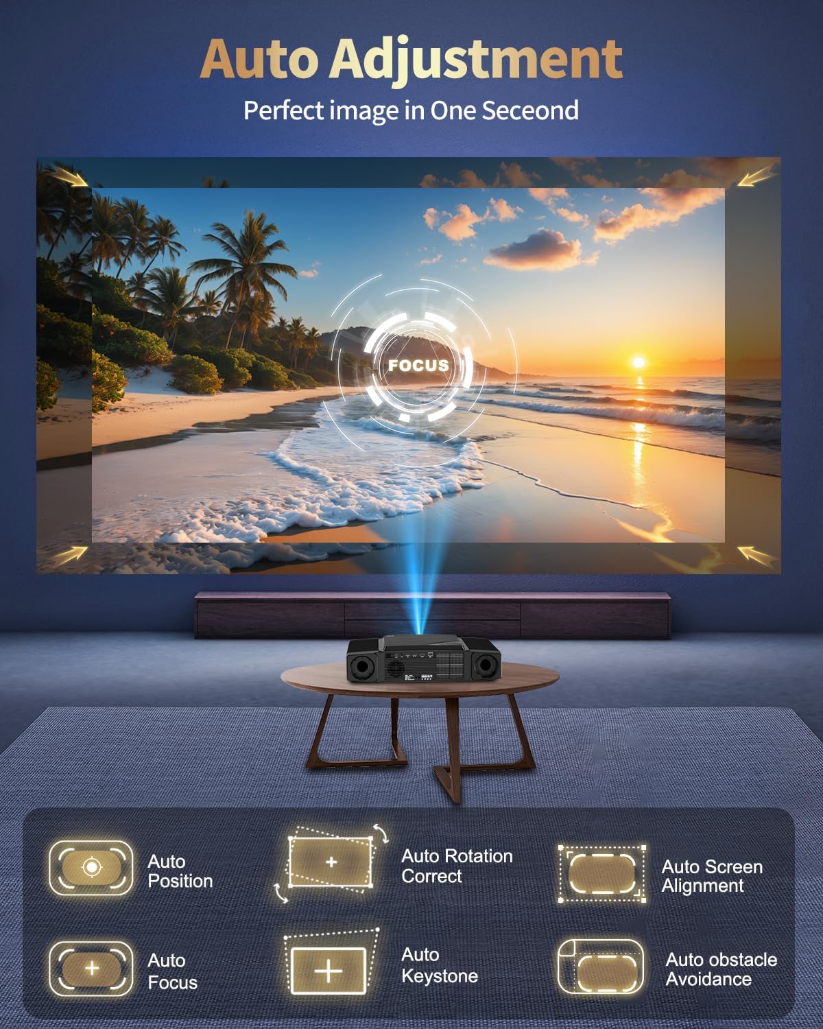 DESS Proyector de video de cine en casa inteligente 4K con WiFi, Bl...