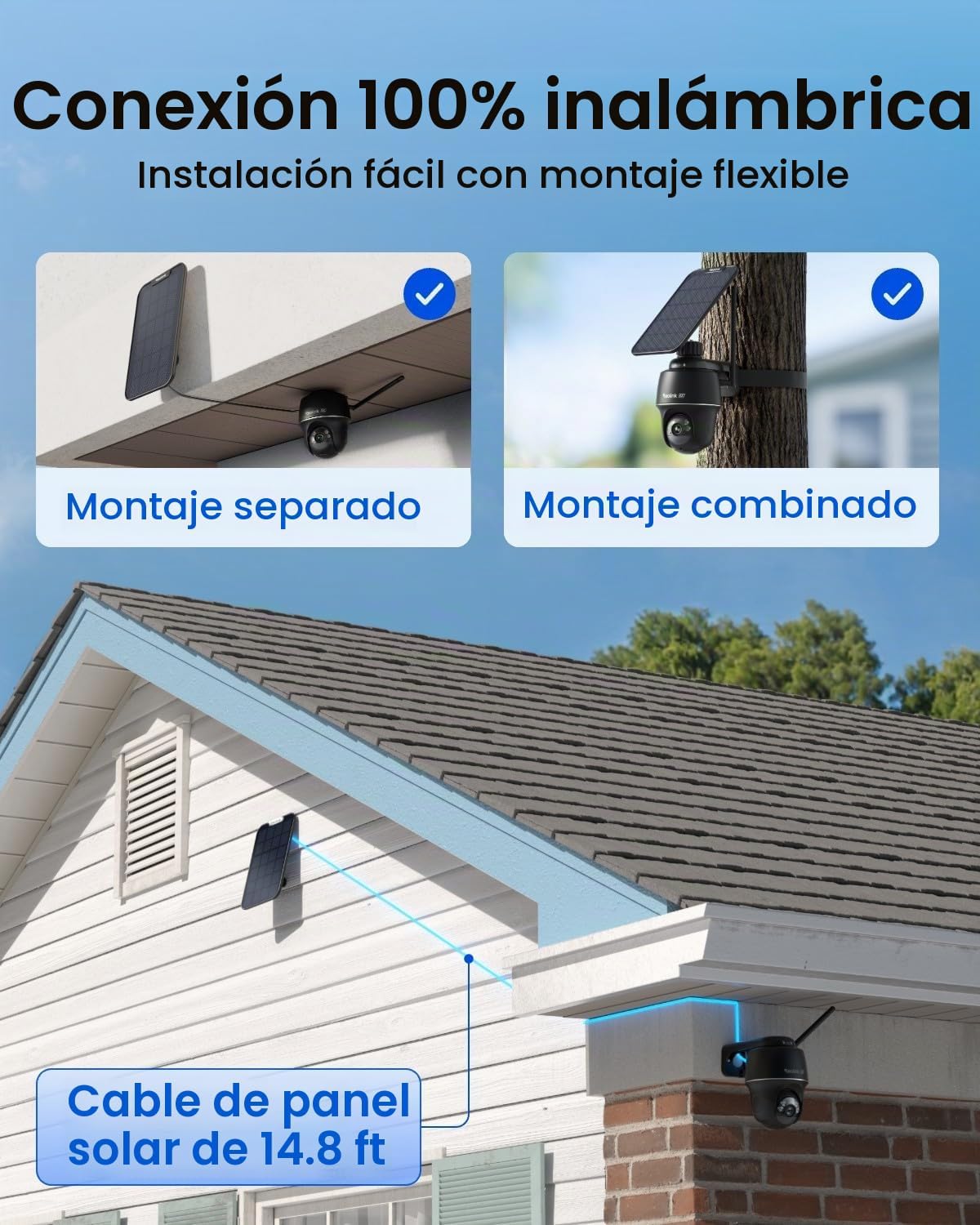 REOLINK Argus PT Ultra First 4K Cámaras de seguridad solar inalámbr...