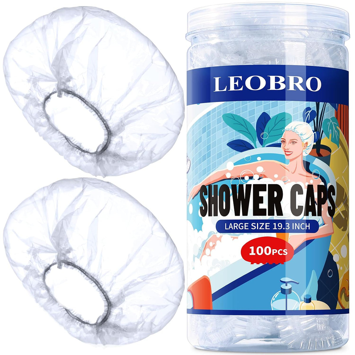 LEOBRO 100 piezas gorros de ducha desechables, gorros de ducha gran...