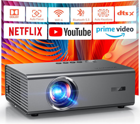 Proyector 4K con WiFi y Bluetooth, enfoque automático AI y 6D Keyst...