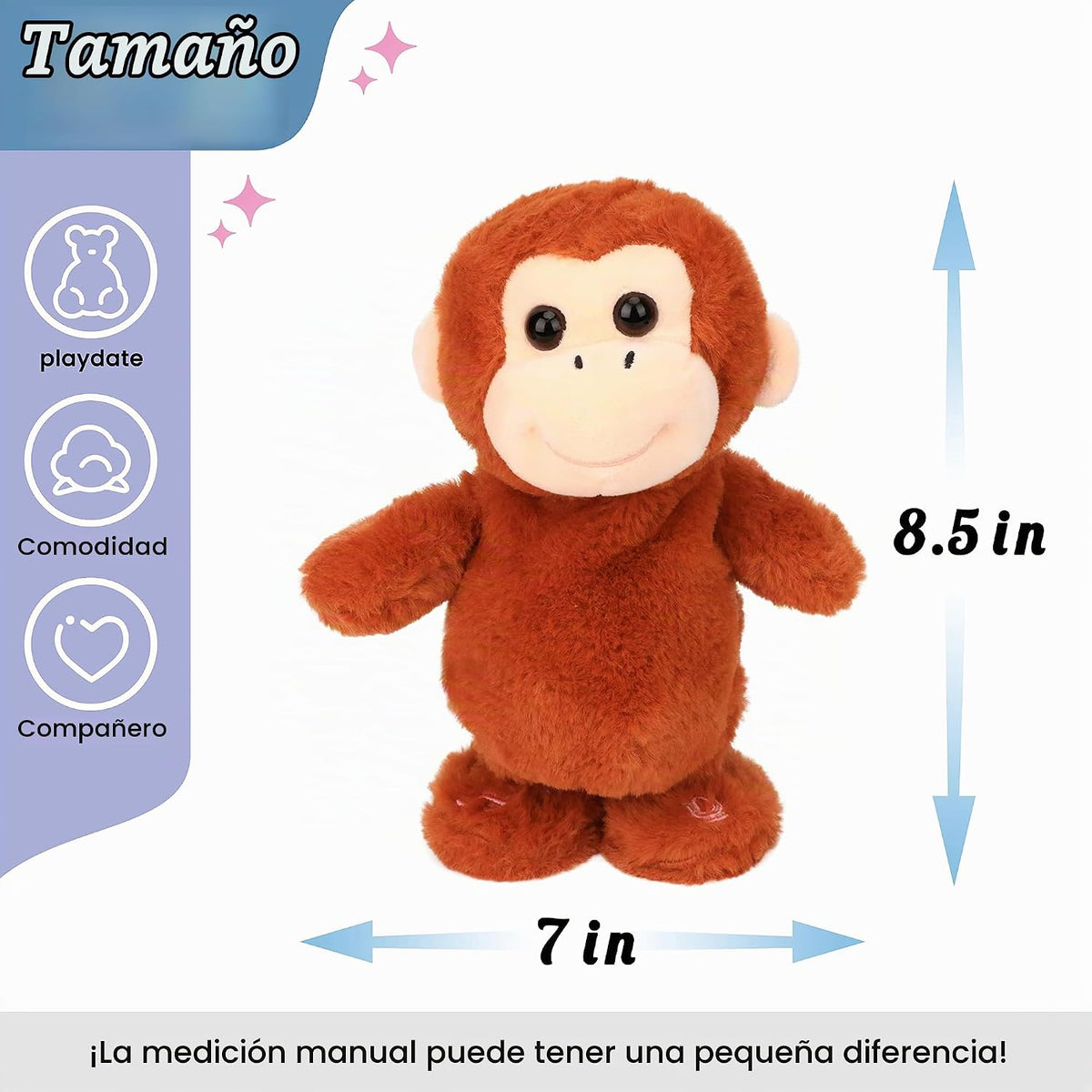 Hopearl Mono que habla y canta, repite lo que dices caminando, jugu...
