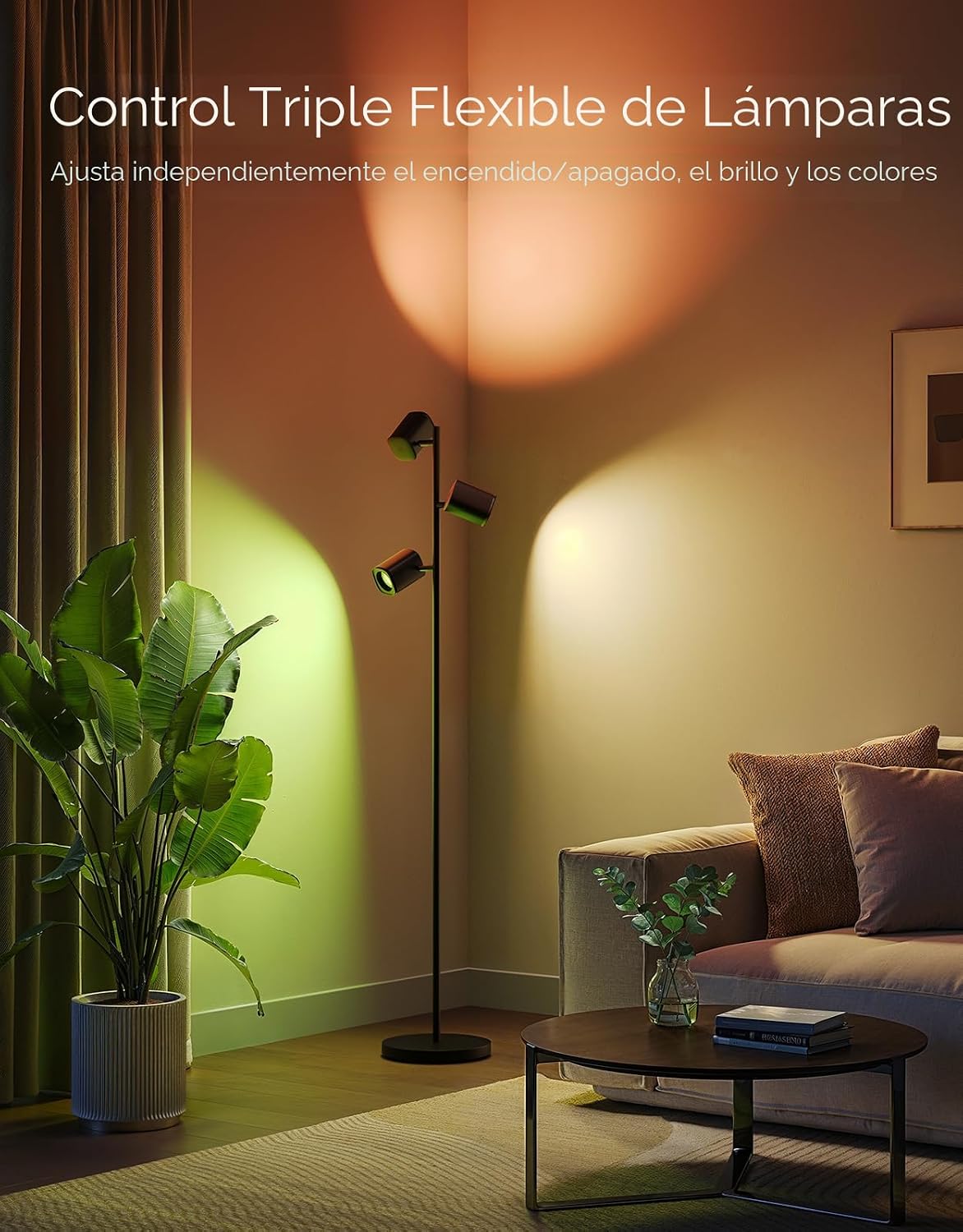 Govee Lámpara de pie de árbol con 3 luces giratorias, compatible co...
