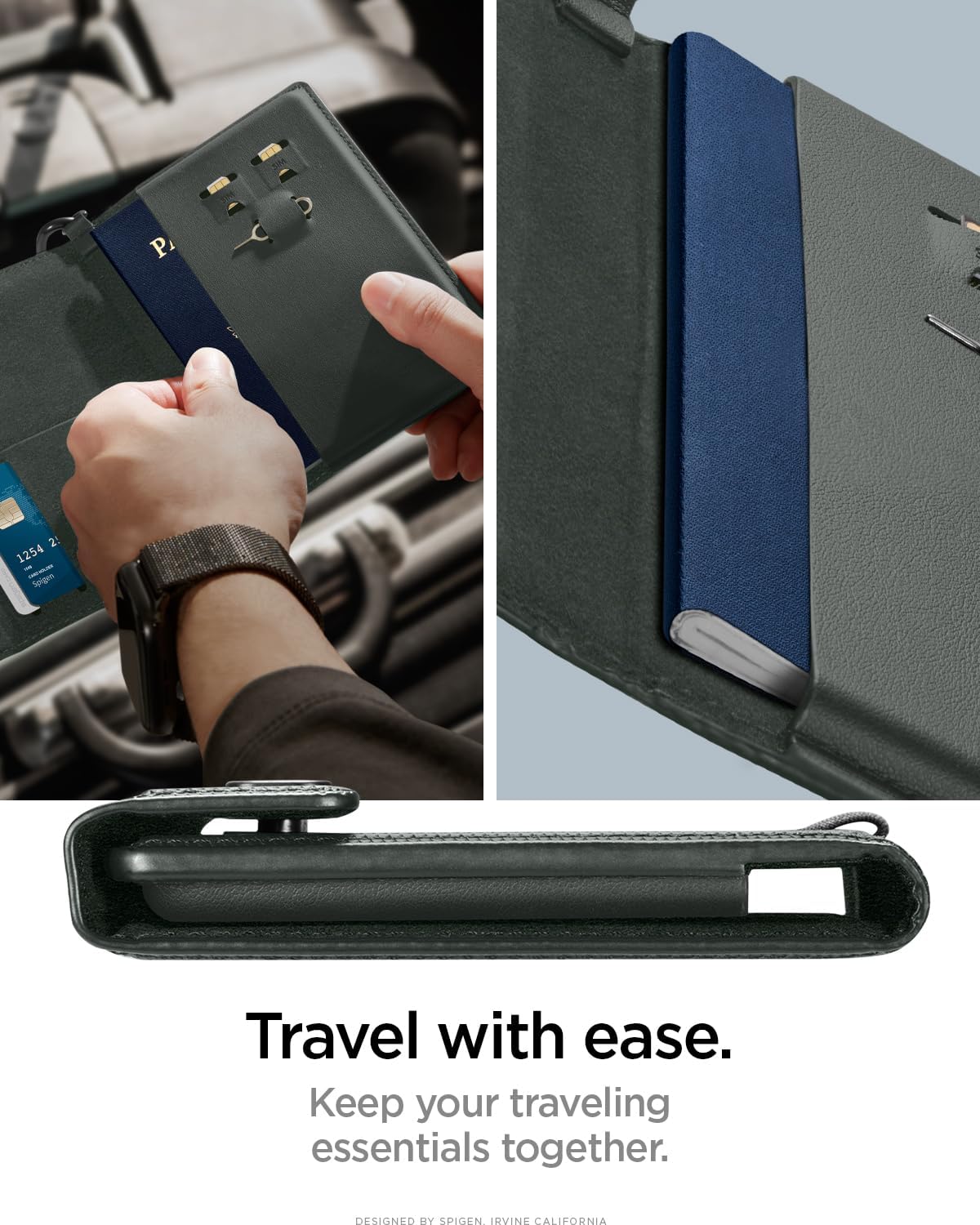 Spigen Life para pasaporte Funda para tarjeta con tecnología de blo...