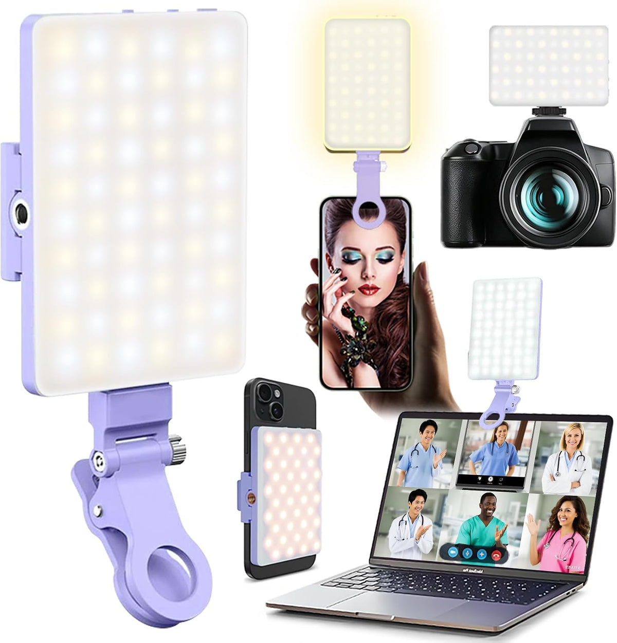 60 luces LED portátiles para selfies, iluminación de videoconferenc...